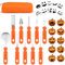 OSDUE Halloween Kürbis Schnitzset, 10 Stück Kürbis Schnitzmesser Set DIY Halloween Dekoration Edelstahl Kürbis Schnitzwerkzeuge mit 10 Vorlagen mit Tragetasche für Kinder und Familie