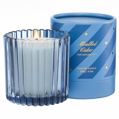 M&SENSE Duftkerzen im Glas Glühwein ungiftige Kerzen Weihnachtensduftkerzen 260g bis zu 60 std. Brenndauer natürliche Sojawachs Geschenk für Frauen MSSD0203 MulledCider