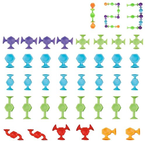 Jouet Ventouse Bebe, 38 Pièces Jouets Sensoriels Interactifs Silicone, Jouets Sensoriels pour Les Tout-Petits, Jouet Bain Enfant, Silicone Jouets de Bain Sucker Toys pour 3 4 5 6 7 Ans Garçons Filles