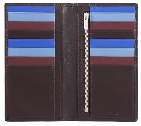 DUDU Portafoglio Donna Anti RFID in Pelle Colorato Grande con 16 Tasche Porta Carte di credito Tessere Burgundy scuro