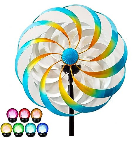 Ruiseawing Moulin à Vent de Jardin, Moulin à Vent à Double Sens, Grand Moulin à Vent, Bleu