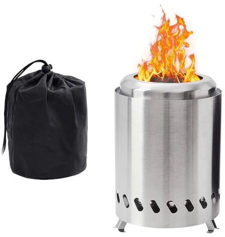 JOAASU Foyer de table, foyer de table sans fumée, foyer portable en acier inoxydable, foyer de table sûr avec sac de voyage pour le camping, l'extérieur