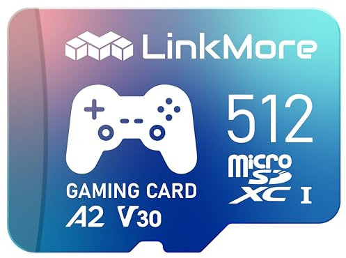 LinkMore 512GB Gaming Micro SDXC Card, A2, UHS-I, U3, V30, Class 10, Read Speed Up to 160MB/s, Write Speed Up to 120MB/s, SD Adapter Included (XV23 PRO)