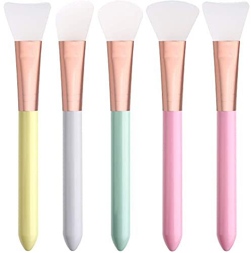 Xuxuejing 5 pennelli applicatori per maschere facciali in silicone, flessibili per viso, dormire, argilla e creme per il corpo