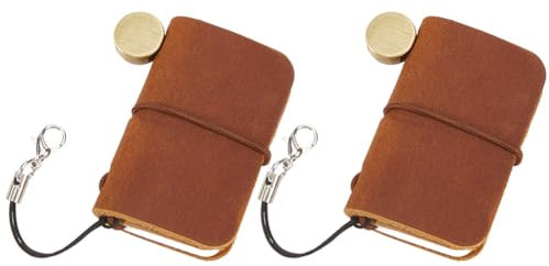 craspire 2 Stück 1.7 x 1.9 Zoll Mini Notizbuch Leder Gebunden Tragbar Vintage Personalisierbar Kleines Reisetagebuch Leeres Taschentagebuch Kamel Für Schlüsselanhänger Schreiben Zeichnen