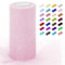 Uiopa Rouleau de Tulle Rose 15cm x 22m Tulle Mariage Pailleté Polyester Decoration Ruban Tissu de Maille pour Tutu Jupe, Deco Voiture Mariage, Deco Fête, Artisanat