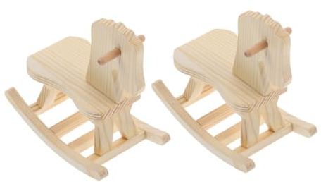 Sosoport 2stücke DIY Schaukelpferd Aus Holz Für Mädchen Bauspielzeug Modellbausatz Tischdeko Bastelset Unvollendete Figur Zum Bemalen Und Zusammenbauen