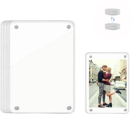 AABDTYYD 4 Piezas Marco Fotos Metacrilato Nevera - Imanes Personalizados Frigorífico, Portafotos Magnético Transparente Doble Cara 9x6 cm para Fotos 3, Set Decorativo