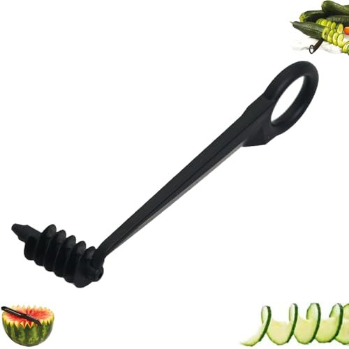 Kitchen Spiral and V-Shaped Tools, Hand Spiral Slicer Blade Tool, Carving Fruits and Vegetables, Potato Cucumber Slicer Cutter, Stainless Steel Knife Tools for Creative Food Decoration(Spiral cutter)
