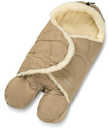 Fellhof WINTERBERG Lammfell-Einschlagdecke Kuscheldecke | Lammfell-Einschlagdecke für Babyschale & Babywanne | Wind- & wasserabweisend | 3-Punkt-Gurtschlitze