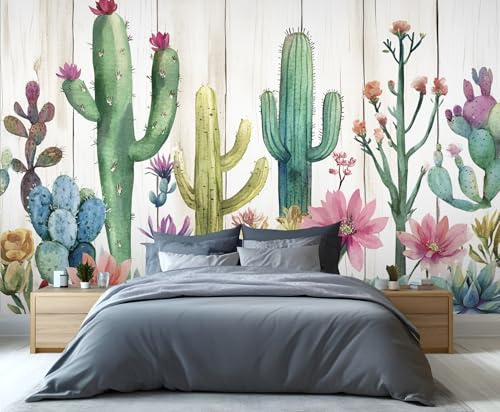 YXQAIED Kaktus-Tapete, Azteken-Tapete für Schlafzimmer und Heimdekoration, Westerntapeten für Wohnzimmer, 3D-Druck-Wandbild (nicht abziehen und aufkleben)