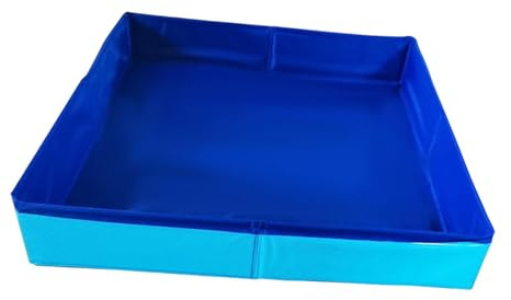TTETTZ Kinder Sandkasten Tablett Faltbar Spielmatte Sandspielbox Multifunktionales Spielablage Aus Robustem PVC Oxford Gewebe Leicht zu Reinigen Fü, Blau 50cmx50cm