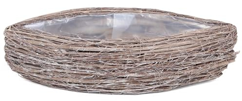 matches21 HOME & HOBBY Pflanzschale Oval in 45 x 20 x 13 cm, Dekoschale aus Holz - Pflanzkorb mit Folie für Innen & Außen