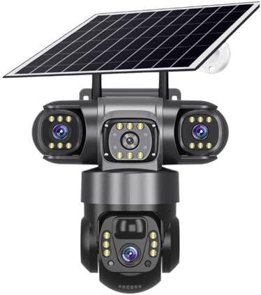 LNHHG 4G Solar Camera 12MP 6K 3 Lens Outdoor CCTV Waterproof Night Vision Two-Way Intercom Cameras Mobile Tracking IP(2MP 5X Cam 32G)