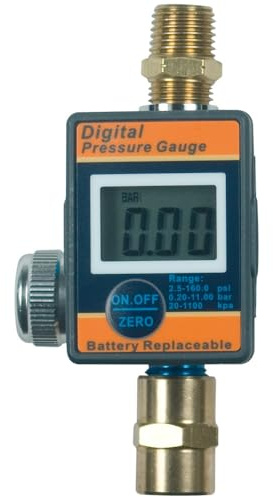 SW-Stahl 25048L Digitaler Druckregulierer - Manometer - 0,2-11 bar | Präzise Druckluft-Regulierung für Werkstatt & Reifen - LCD-Display - Robuste Ausführung - Inklusive Zubehör & Akku