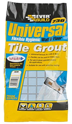 Everbuild 730 Universal Flexible Hygienic Wall and Floor Tile Grout – For Use With Joints Up to 15mm wide – Ivory – 5kg