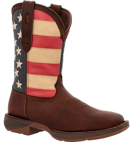 Durango Men's Men'S Rebel American Flag Western Boot Broad Square Toe Brown 8.5 EE US