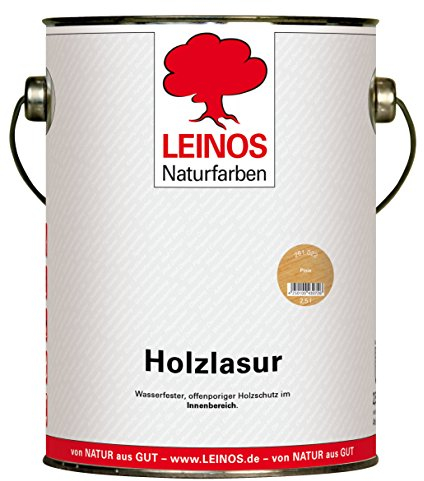 LEINOS 261 Holzlasur für Innen 022 Pinie 2,5 Liter – natürliche, atmungsaktive Lasur auf Wasserbasis für Möbel, Decken und Holzflächen im Innenbereich, offenporig, lösemittelfrei, geruchsarm,