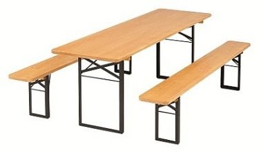 Kunibert Bierzeltgarnitur Biergartengarnitur 1 A Brauereiqualität 60er Tischbreite60cmkeine Baumarkt/Chinaware Sonder hochwertige für den gewerblichen Gastrobereich Farbe:Nussfarben