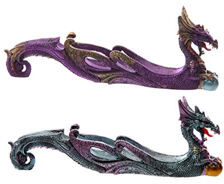 Puckator Dark Legend Dragon Incense Holder - Zen Meditation Gifts - Incense Holders For Sticks - Spiritual Gifts - Incense Burner - Dragon Gifts For Men And Women - Ashcatcher - Resin