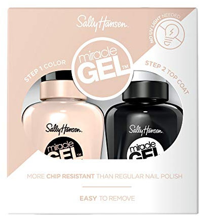 Sally Hansen Miracle Gel Limited Edition Duo Nail Polish, Top Coat and 11 Birthday Suit - Soft Pink, 14.7 ml