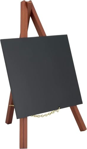 Securit 24cm x 15cm Mini Staffelei Kreidetafel mit lackiertem Holz inklusive 1. Kreidestift Mahaghoni