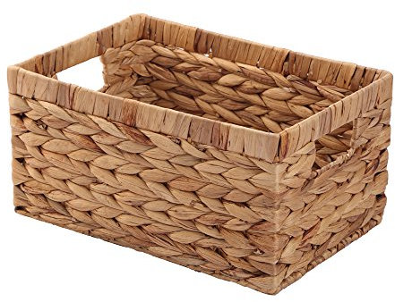 Contenedor de almacenamiento, contenedores de almacenamiento de jacinto de agua natural, cesta rectangular, artes y manualidades.