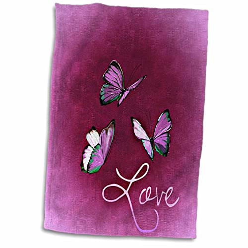 Handtuch, 3D-Rosenmotiv mit Schmetterling und rosa Hintergrund, 38,1 x 55,9 cm, Mehrfarbig