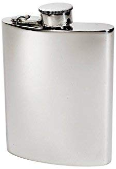 Plain Polished Pewter Hip Flask with Captive Top in 3 Size Options and Engraving Available (6 Ounce Capacity)