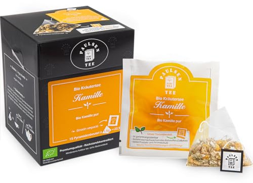 Bio Kamille 15 x 1,5g, einzeln kuvertiert, Paulsen Tee Kräutertee im Pyramidenbeutel - Bio, rückstandskontrolliert & zertifiziert
