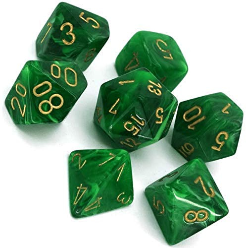 Chessex Vortex 7-Die Set - Green w/Gold