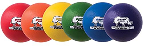Champion Sports Rhino Skin UltraMax dodgeballs, Rhino Skin Ultramax All Around Dodgeball Set, Red/Orange/Yellow/Green/Blue/Purple