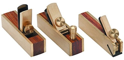 Mini-Handhobel aus Messing mit Holz-Finish, Hobel aus Hartholz, 3 Stück