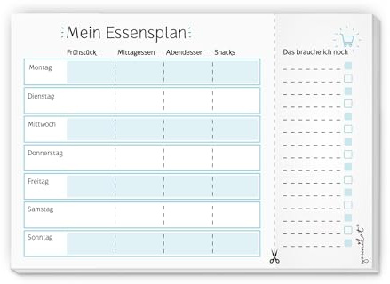 younikat XL Menüplaner DIN A3 türkis 50 Blatt - dv544 | Essensplaner Einkaufs-Liste, Extra großer Essens-Organizer Block zum Abreißen, Hauhalt, Organisation Alltag