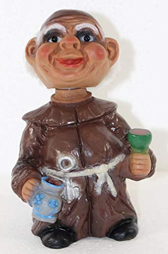 RAKSO Souvenir Wackel Figur Mönch klein Wackelfigur Deko Sammlerfigur Original mit beweglichem Kopf H 15 cm