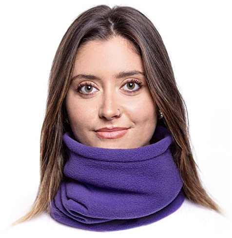 Karl Loven Tour de Cou Homme Femme Unisex Polaire Cache-Cou col Nez Hiver masque écharpe Tube Chaud épais ski cyclisme vélo moto Sport Bonnet Snow Bandeau Coupe-Vent élastique (Violet)