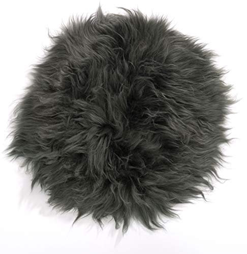 H.O.C.K. Fell-Sitzauflage Sitzkissen rund/eckig flauschig Indoor (rund Ø34cm, tannengrün)