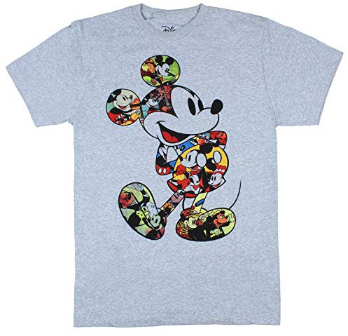 Mickey Mouse Scene Me Vintage Classic Disneyland World Menâ€™s Adult Graphic T-Shirt (Premium Silver Snow Heather, Medium)