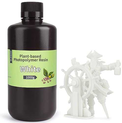 ELEGOO ABS-Like Plant-Based 3D Printer Resin with Ultra-low Odor and High Precision, 405nm UV Photopolymer Resin, Quick Curing for Resin 3D Printer - White 1000g