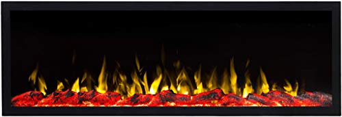 AFLAMO Pride S- Chimenea eléctrica empotrable/de Pared, sin función de calefacción, Efecto de Llama Realista, tecnología LED. (114,3x42x12,8)