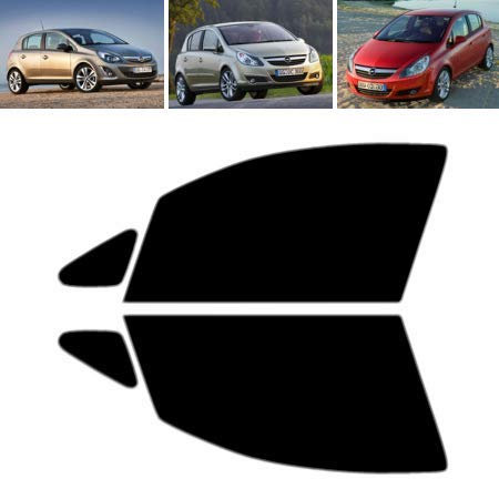Passgenaue Tönungsfolie für-Opel Corsa D 5-Türen 2007-2013 - Vordere Seitenscheiben (35% Mittelschwarz)