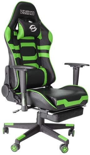 Vaiko Bürostuhl Gaming Schreibtischstuhl Drehstuhl Race Chair Sportsitz + Beinauflage (GX825 Grün)