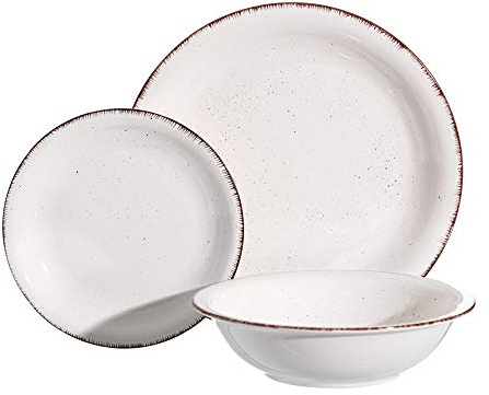 Vajilla con ribete blanca de porcelana stoneware de 18 piezas - LOLAhome