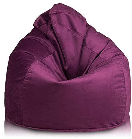 Ecopuf Fuzzy - Sitzsack Pouf Sessel Sack aus Mikrofaser - Hocker zum Sitzen - Puff Sessel Relax - Pouf Sack mit Polystyrolkugelpolsterung - Wohnungseinrichtung - 80x110 cm - Violett A46