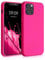 kwmobile Hülle kompatibel mit Apple iPhone 12 / iPhone 12 Pro Hülle - gummierte TPU Silikon Handyhülle - Schutzhülle für kabelloses Laden - Case in Neon Pink