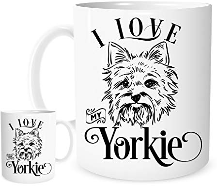 I Love My Yorkie. 11oz Ceramic Gift Mug Featuring A Cute Yorkie Dog