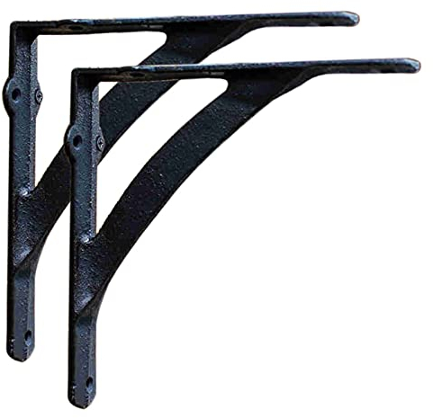 Rétro Support Étagère pour Murale en Fonte, Triangulaires Supports D'étagère en Métal,for Storage Display Gardening Decoration Supports,2 Pcs(Size:20×20cm/8×8in)