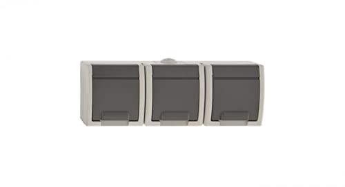 Aquant 5901130487899 3-Wege-Steckdose Z/U 16A IP55 Grau GNT 1243-10 Emaille ELEktro-plast