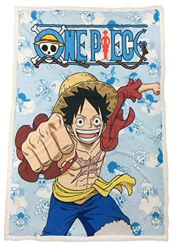 One Piece Kuscheldecke Sherpa Luffy, 100 x 150 cm, Fleecedecke für Fans und Leidenschaften, Cocooning, für warme Abende, offizielles Lizenzprodukt, sehr weich, bequem und warm