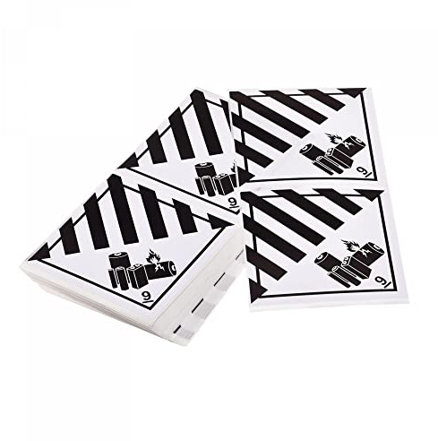 sourcing map Square Hazard Class 9 UN3480 Batteries Labels White With Black Words 3.9 x 3.9 inch Pack of 200